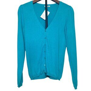 Halogen Womens Turquoise Button-Down Cardigan Sweater‎ Size S Preppy Fairy